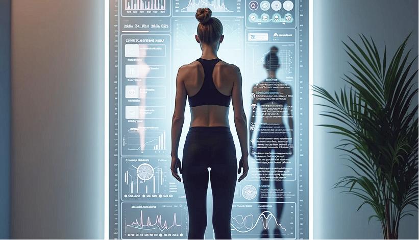 AI가 체형을 정밀 스캔하여 데이터 분석하는 이미지